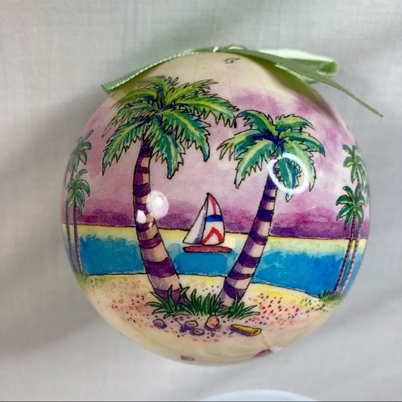 Puerto Rico Ornament Christmas Tree Decoration Gift Boxed Palm Trees Sail Boats - Picture 3 of 5